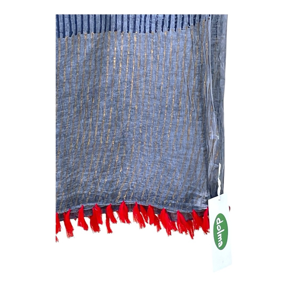 Dolma Blue, Gray & Gold Tassel Scarf – NEW with Tags - Picture 5 of 10